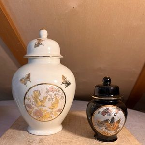 Pair of Vintage Art of Chokin Ginger Jars